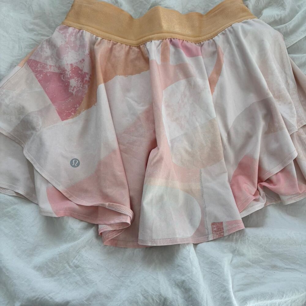 LULULEMON Small Pink Orange White Flowy Women's Tennis Skirt Exclusive Color